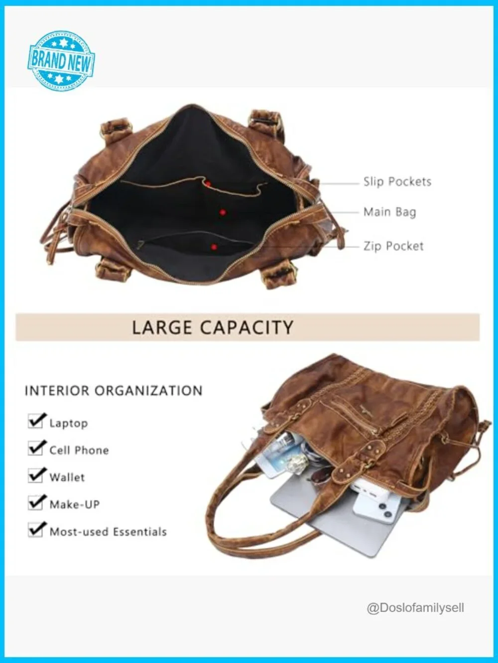 Vegan Leather Hobo Satchel Handbag Large Tote Shoulder Bag Laptop Purse